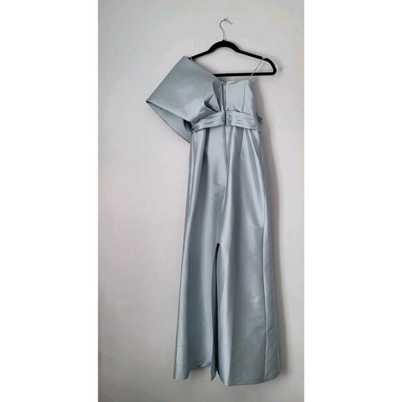 $895 Sachin & Babi Hannah Ash Blue One-Shoulder Satin Gown Maxi Dress Sz 4 - Picture 11 of 16